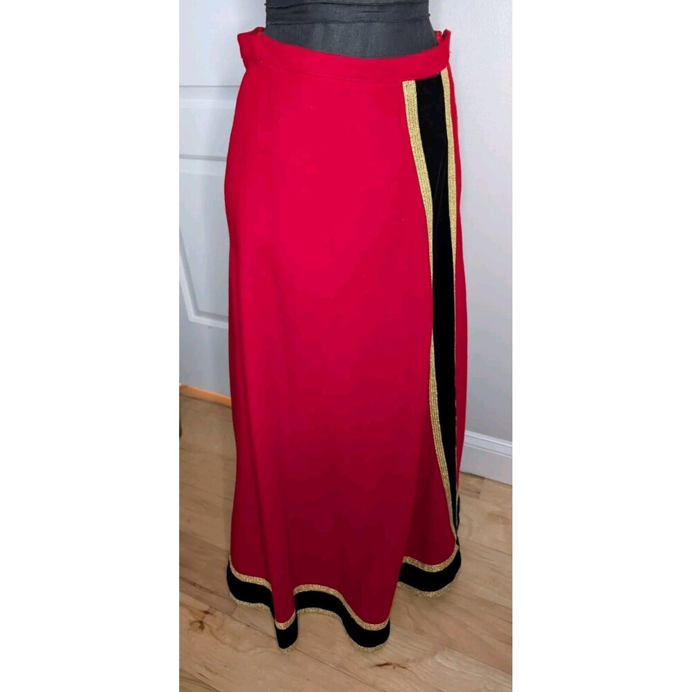 Vintage Bright Red Pencil Skirt Circus Magician Parade Statement Medium 8-10